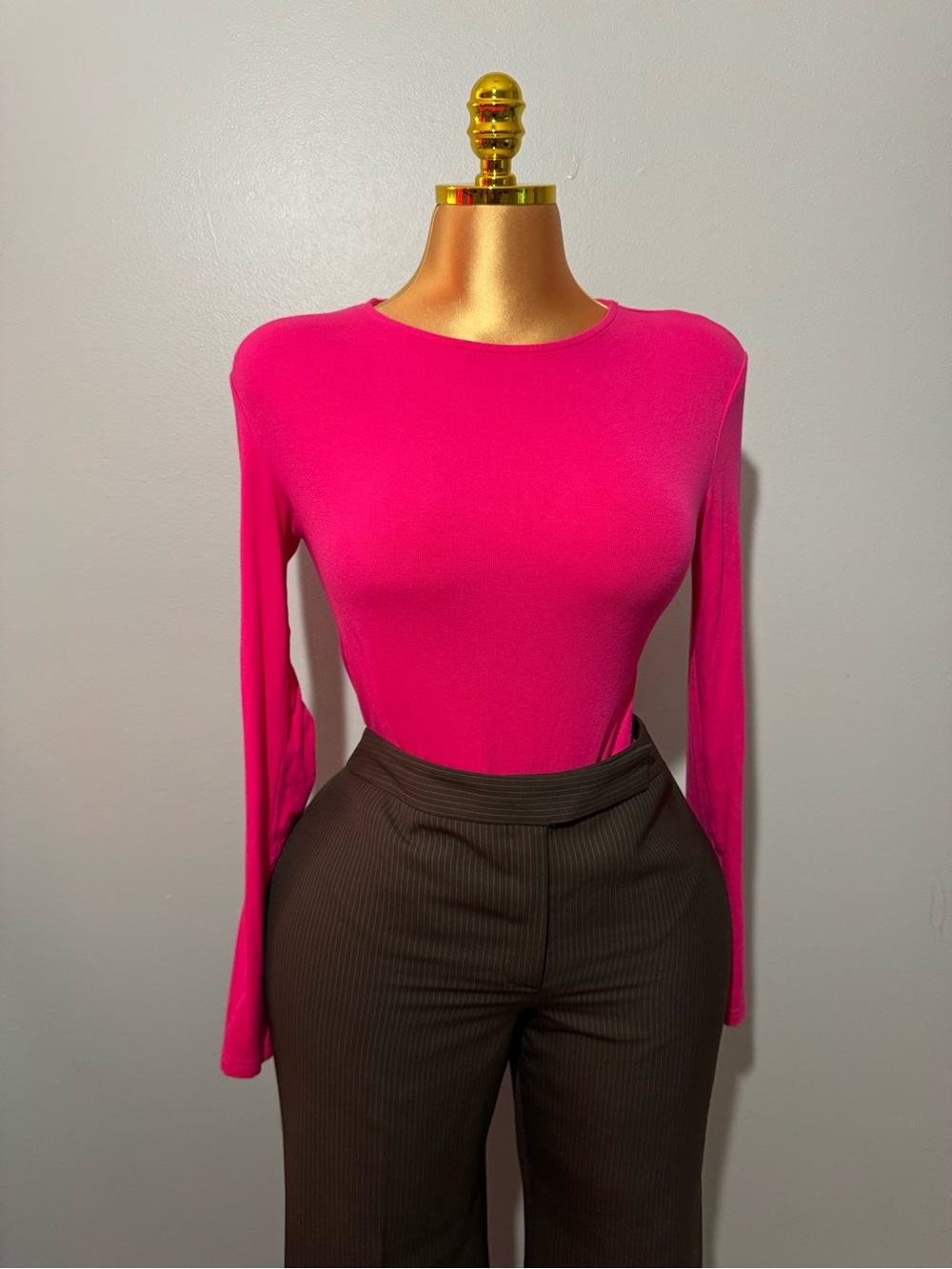 Women's Fuchsia Long-Sleeve Crewneck bodysuit